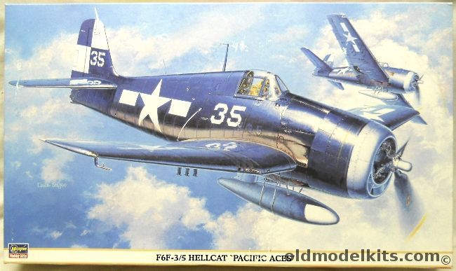 Hasegawa 1/32 Grumman F6F-3 / F6F-5 Hellcat Pacific Aces - VF-17 USS Hornet / VF-23 Lt. Carl A Brown USS Princeton 1944 / VF-6 Lt Alexander Vraciu USS Intrepid 1944, 08119 plastic model kit